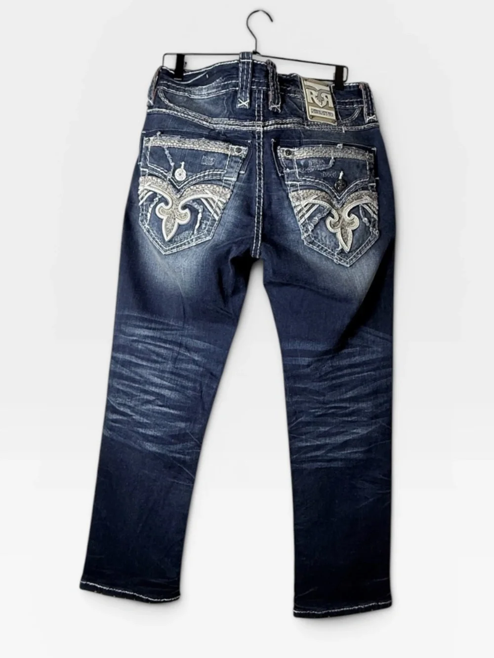 Rock Revival Butterum Straight Leg Jean Size 36 Grunge Dark Blue NWOT (I)